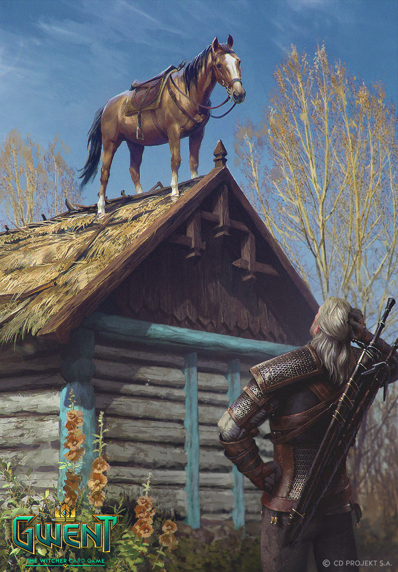 geralt of rivia and roach (the witcher and 2 more) drawn by akreon
