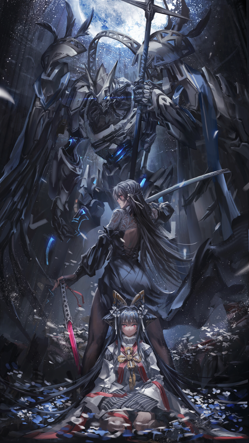 oboro, mutsuki, and tsukuyomi (iron saga) drawn by stu_dts