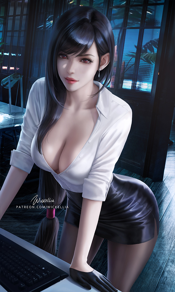 tifa lockhart (final fantasy and 2 more) drawn by wickellia