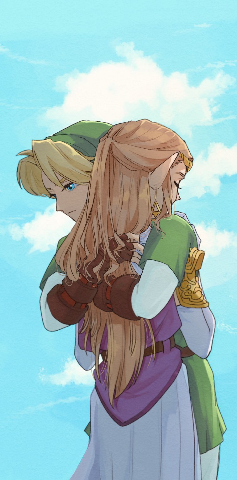 link and princess zelda (the legend of zelda and 1 more) drawn by yamori_(yamoooon21)
