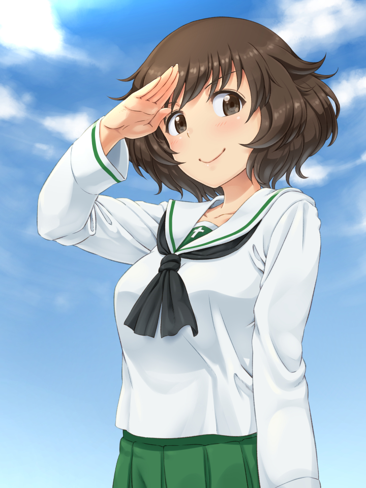 akiyama yukari (girls und panzer) drawn by shikuta_maru
