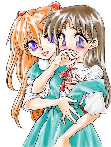 souryuu asuka langley, ikari shinji, and shin-chan (neon genesis evangelion) drawn by sakichi_(kumanosu)