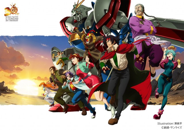 rain mikamura, domon kasshu, allenby beardsley, master asia, god gundam, and 4 more (gundam and 1 more) drawn by sawa_shinpei