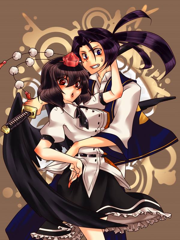 shameimaru aya and kaede (touhou and 2 more) drawn by tobi_(discharge_cycle)