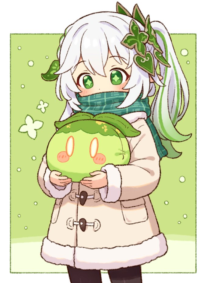 nahida, slime, and dendro slime (genshin impact) drawn by onyhakase