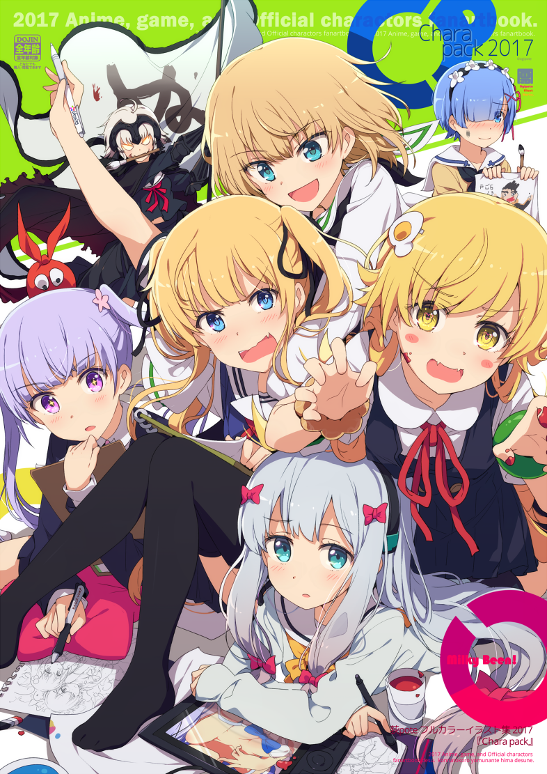 rem, oshino shinobu, katyusha, jeanne d'arc alter, izumi sagiri, and 2 more (fate and 7 more) drawn by ogipote