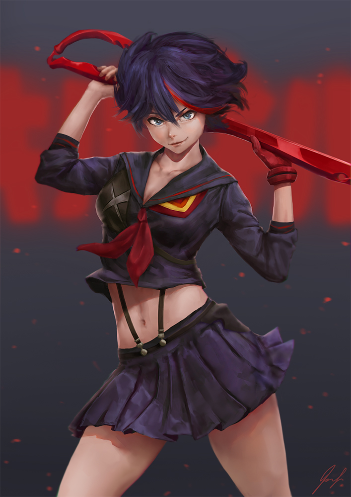 matoi ryuuko and senketsu (kill la kill) drawn by cheesewoo