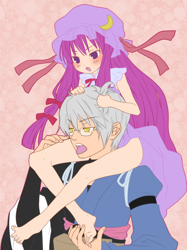 patchouli knowledge and morichika rinnosuke (touhou) drawn by d5_(gorakumon)