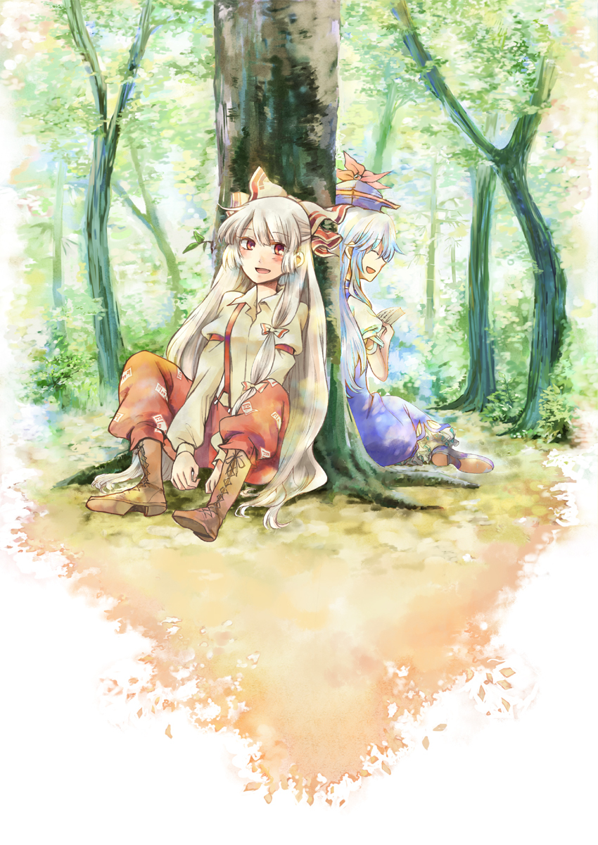 fujiwara no mokou and kamishirasawa keine (touhou) drawn by shinoasa