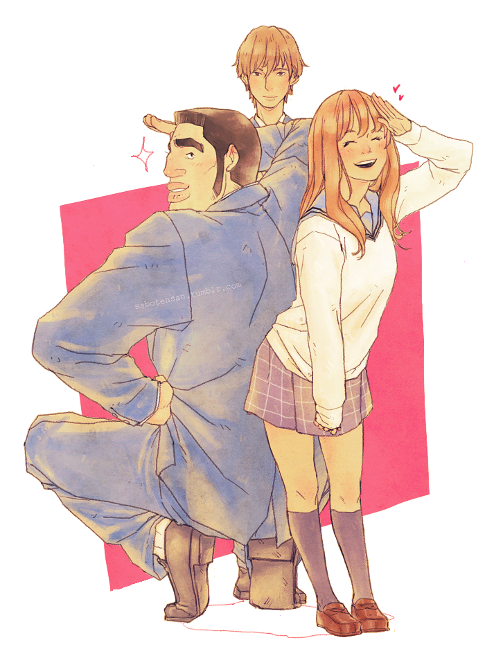 yamato rinko, gouda takeo, and sunakawa makoto (ore monogatari!!) drawn by sabotensan
