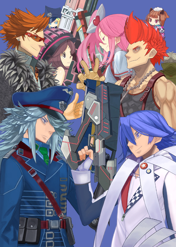 katagiri kyouka, rindou shizune, ayanokouji sakura, tendouji sarah, kazasumi tooru, and 3 more (gunslinger stratos) drawn by yuuki_(irodo_rhythm)