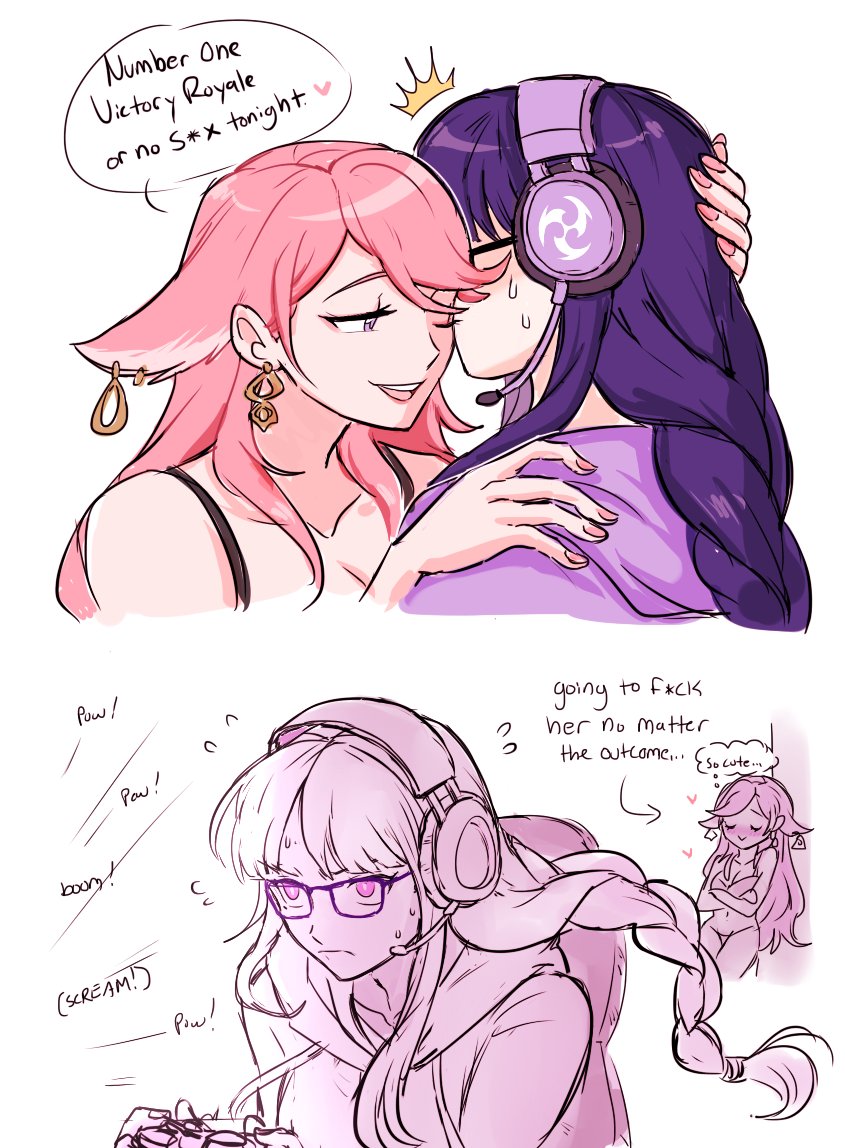 raiden shogun and yae miko (genshin impact and 1 more) drawn by dashingicecream