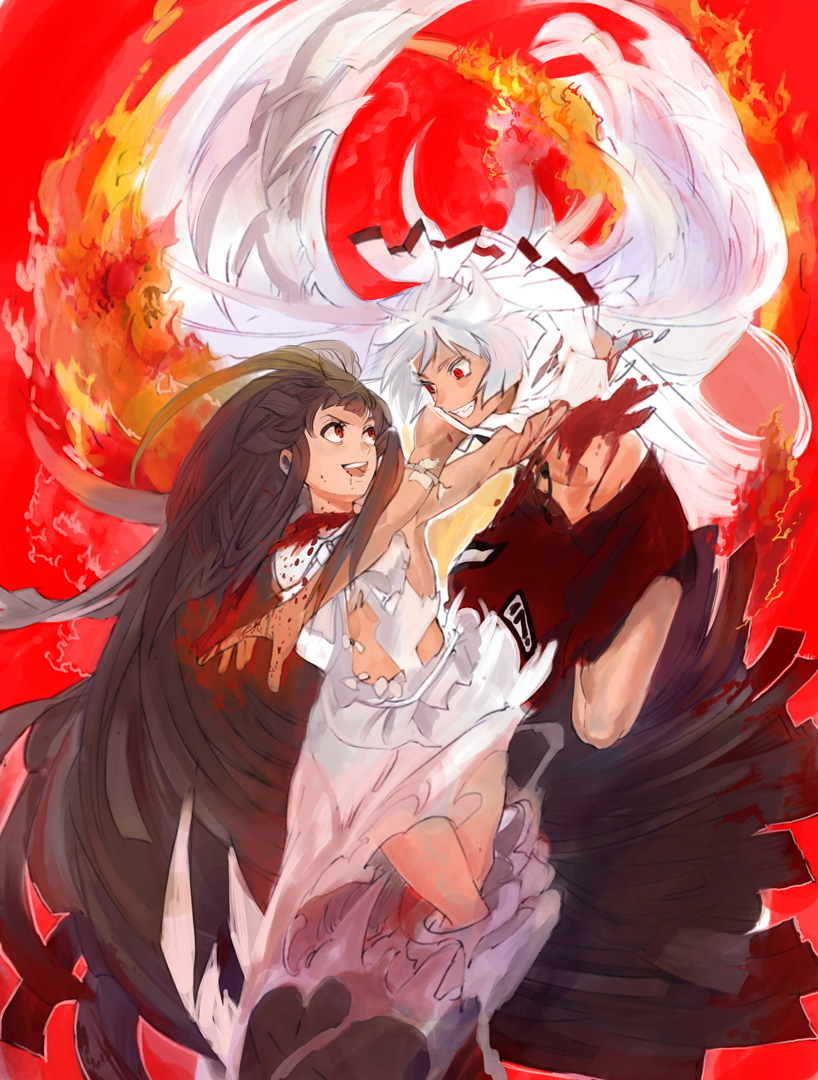 fujiwara no mokou and houraisan kaguya (touhou) drawn by umishima_senbon