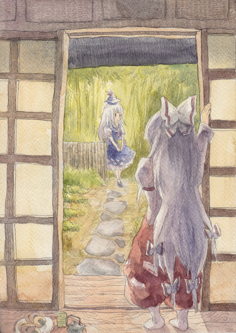 fujiwara no mokou and kamishirasawa keine (touhou) drawn by rowsina