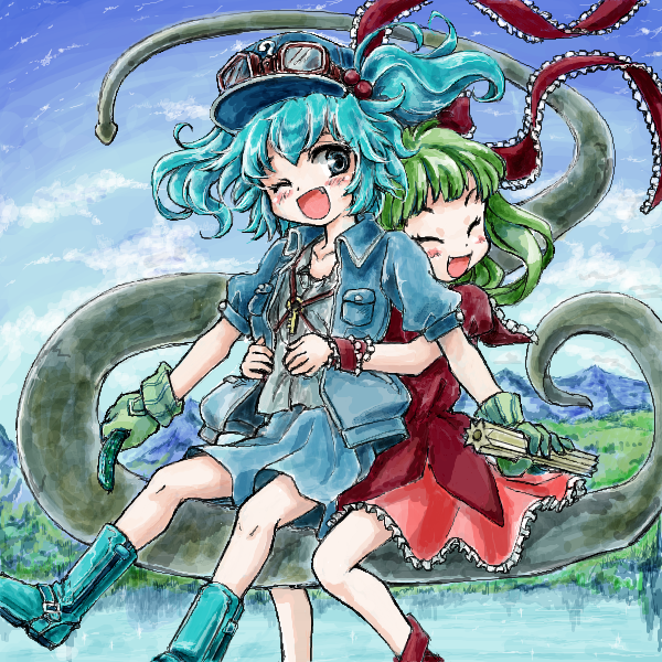 kawashiro nitori and kagiyama hina (touhou) drawn by nanashii_(soregasisan)