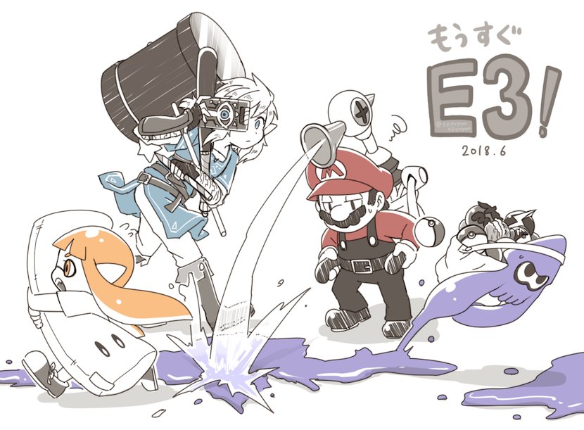 link, inkling player character, inkling girl, mario, kaori, and 2 more (pokemon and 9 more) drawn by sayoyonsayoyo