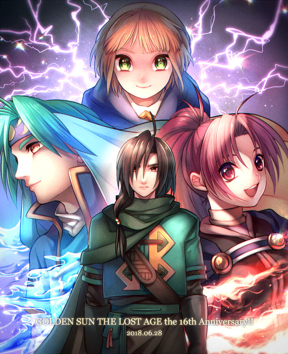 sheba, jenna, felix, and piers (golden sun) drawn by oas