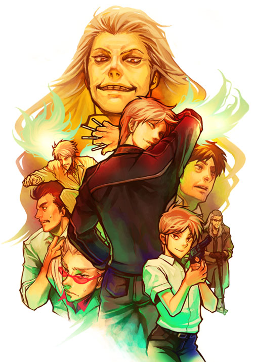 akagi shigeru, hirayama yukio, washizu iwao, nangou, ichikawa, and 1 more (fukumoto mahjong and 1 more)