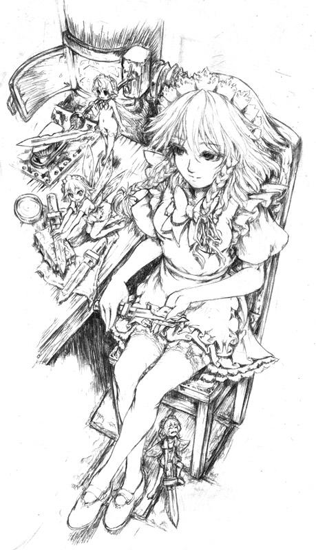 izayoi sakuya and fairy maid (touhou) drawn by katzeh