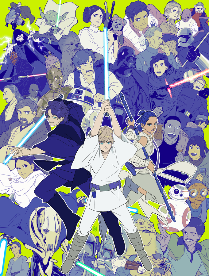 darth vader, princess leia, obi-wan kenobi, anakin skywalker, luke skywalker, and 38 more (star wars and 3 more) drawn by 0109_(artist)
