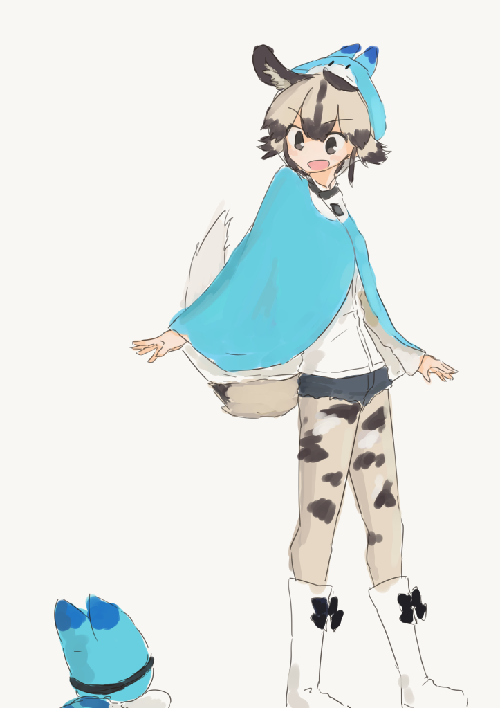 lucky beast and african wild dog (kemono friends) drawn by rumenia_(ao2is)