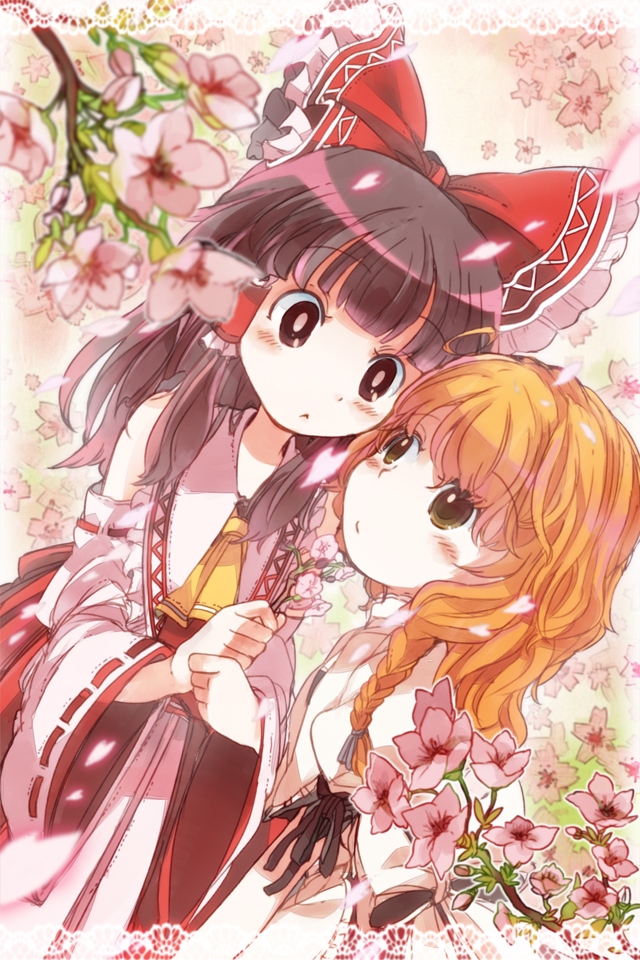 hakurei reimu and kirisame marisa (touhou) drawn by chachi_(azuzu)