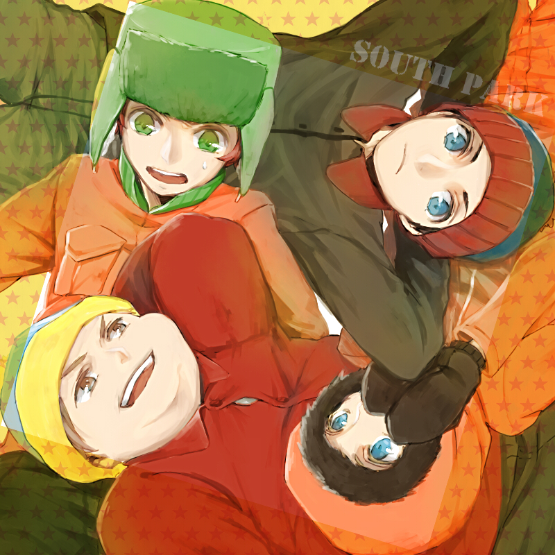 stan marsh, kenny mccormick, kyle broflovski, and eric cartman (south park) drawn by ichiko365