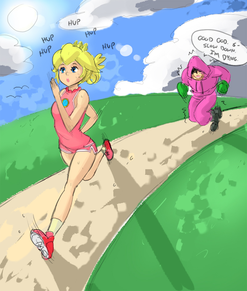 princess peach and little mac (mario and 2 more) drawn by drawfag