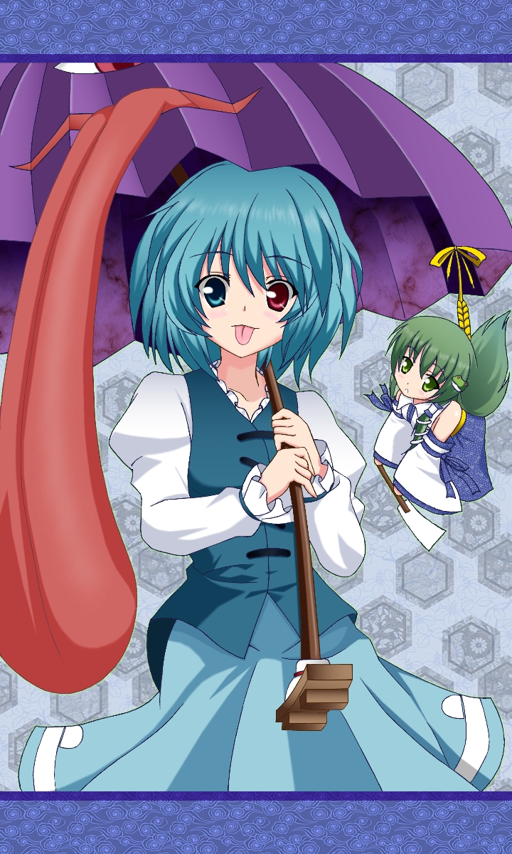 kochiya sanae and tatara kogasa (touhou) drawn by kawazuishi