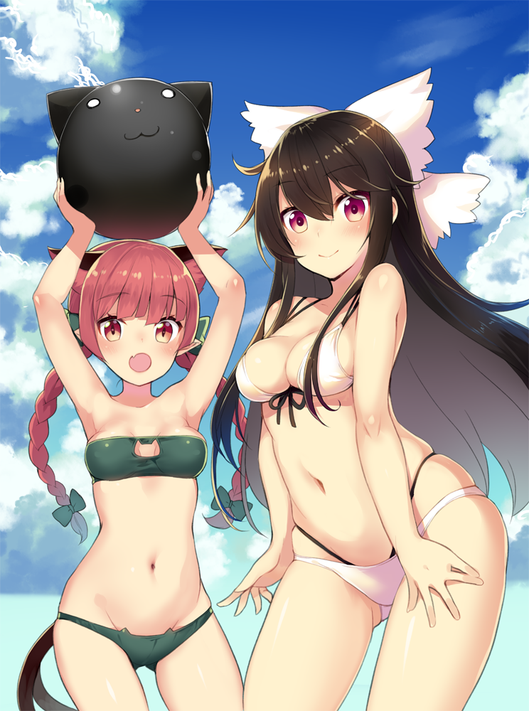 kaenbyou rin and reiuji utsuho (touhou) drawn by minamura_haruki