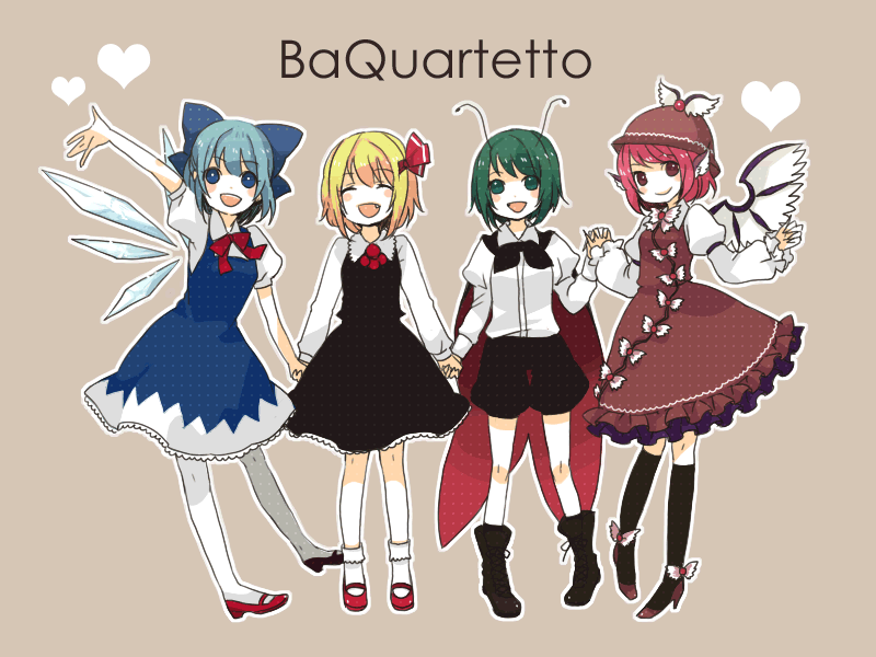 cirno, rumia, mystia lorelei, and wriggle nightbug (touhou) drawn by katagiri_(mighty_swing)