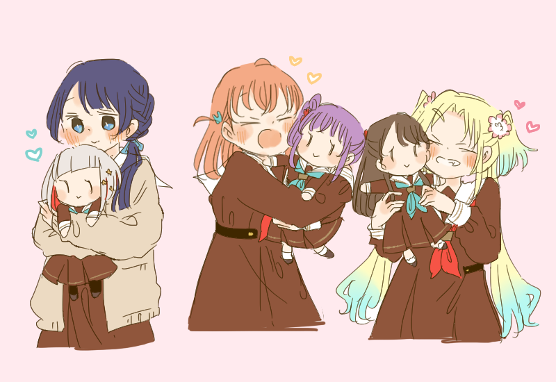 hinoshita kaho, fujishima megumi, otomune kozue, murano sayaka, yugiri tsuzuri, and 1 more (love live! and 1 more) drawn by kase_(ks_lys)