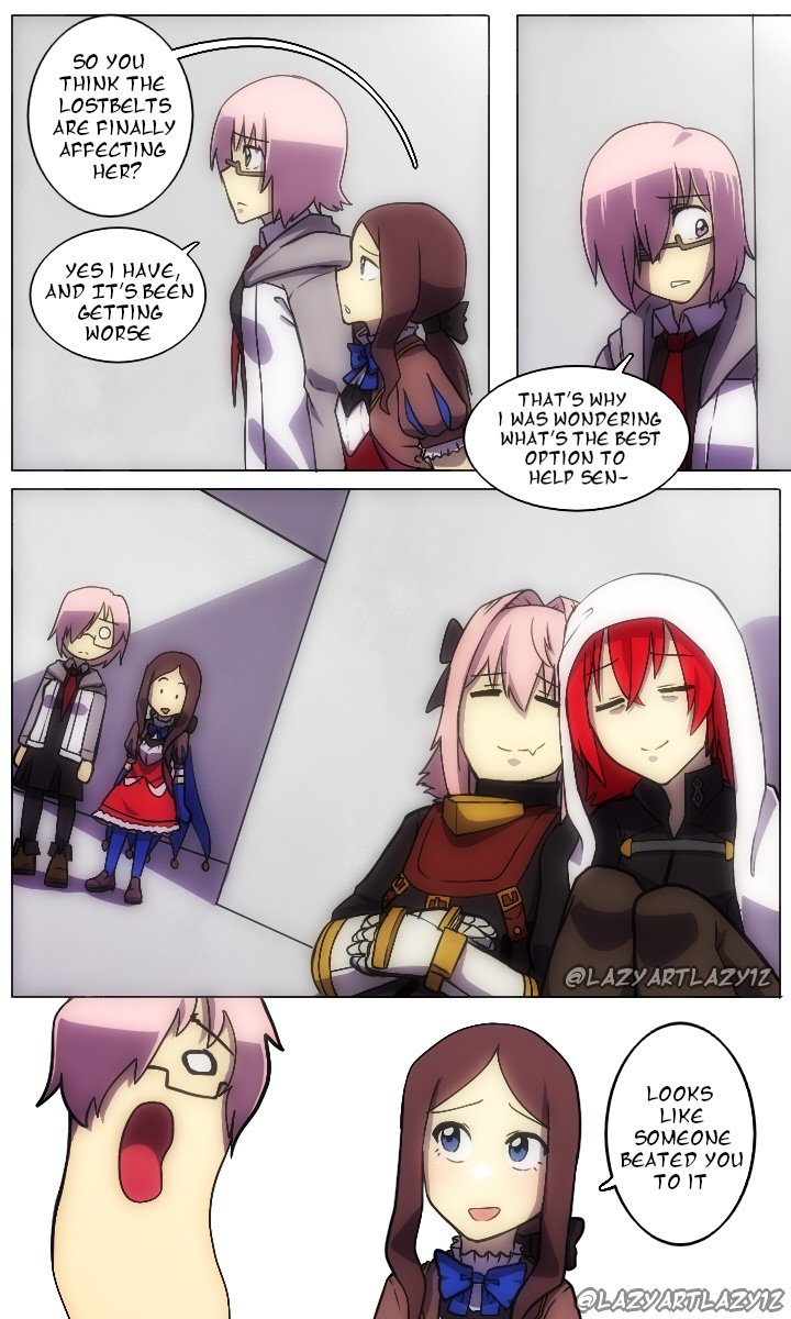 mash kyrielight, fujimaru ritsuka, astolfo, and leonardo da vinci (fate and 1 more) drawn by lazyartlazy12
