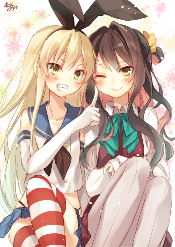 shimakaze and naganami (kantai collection) drawn by toosaka_asagi