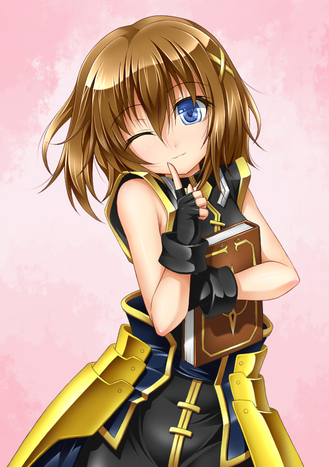 yagami hayate and tome of the night sky (lyrical nanoha and 2 more) drawn by roura
