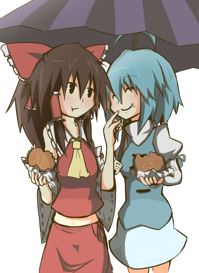 hakurei reimu and tatara kogasa (touhou) drawn by asyura_kumo