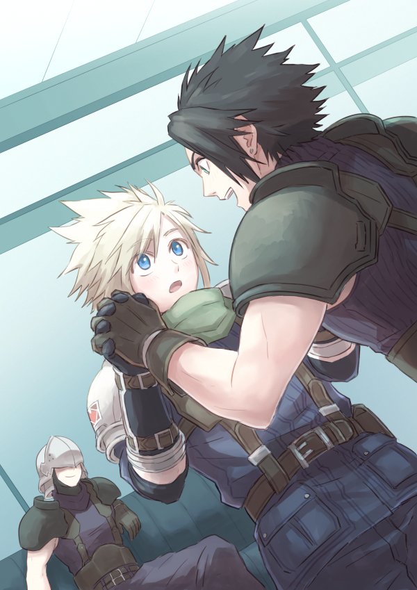 cloud strife, zack fair, and kunsel (final fantasy and 2 more) drawn by ringomell_ura