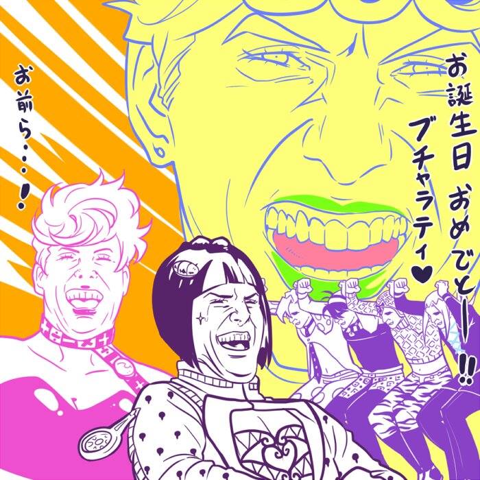 giorno giovanna, bruno bucciarati, guido mista, narancia ghirga, pannacotta fugo, and 3 more (jojo no kimyou na bouken and 2 more) drawn by matcha_cream_v