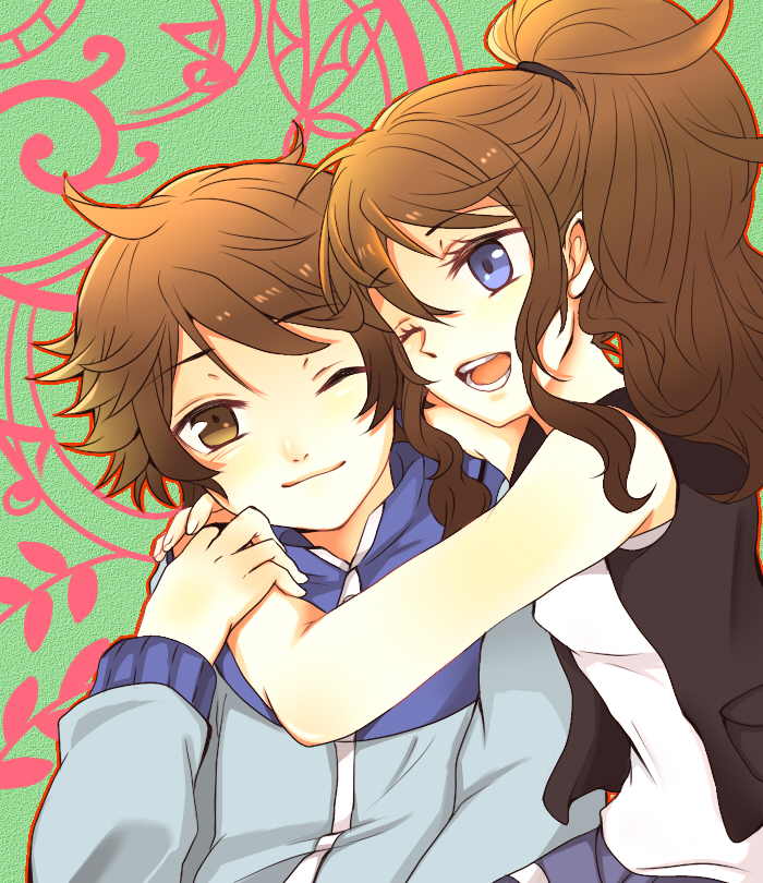 hilda and hilbert (pokemon and 1 more) drawn by kawashi