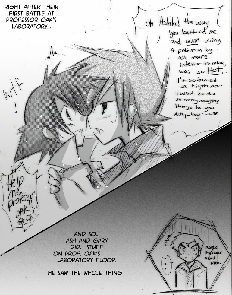 ash ketchum, professor oak, and gary oak (pokemon) drawn by lavender-iced