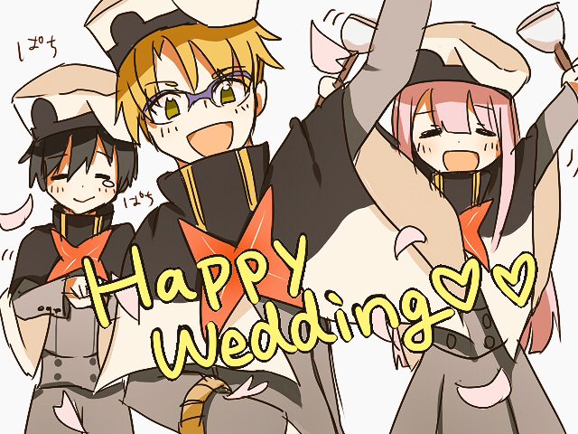 zero two, hiro, and gorou (darling in the franxx) drawn by suzuran_(oto1008)