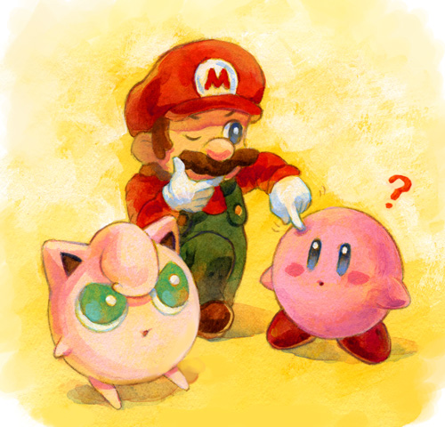 kirby, mario, and jigglypuff (pokemon and 3 more) drawn by nopepe