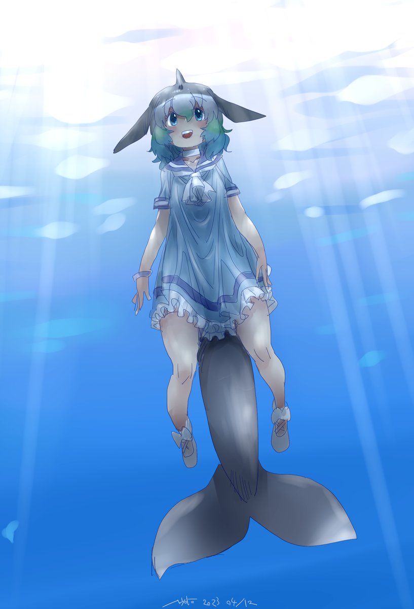 common bottlenose dolphin (kemono friends) drawn by nyororiso_(muyaa)