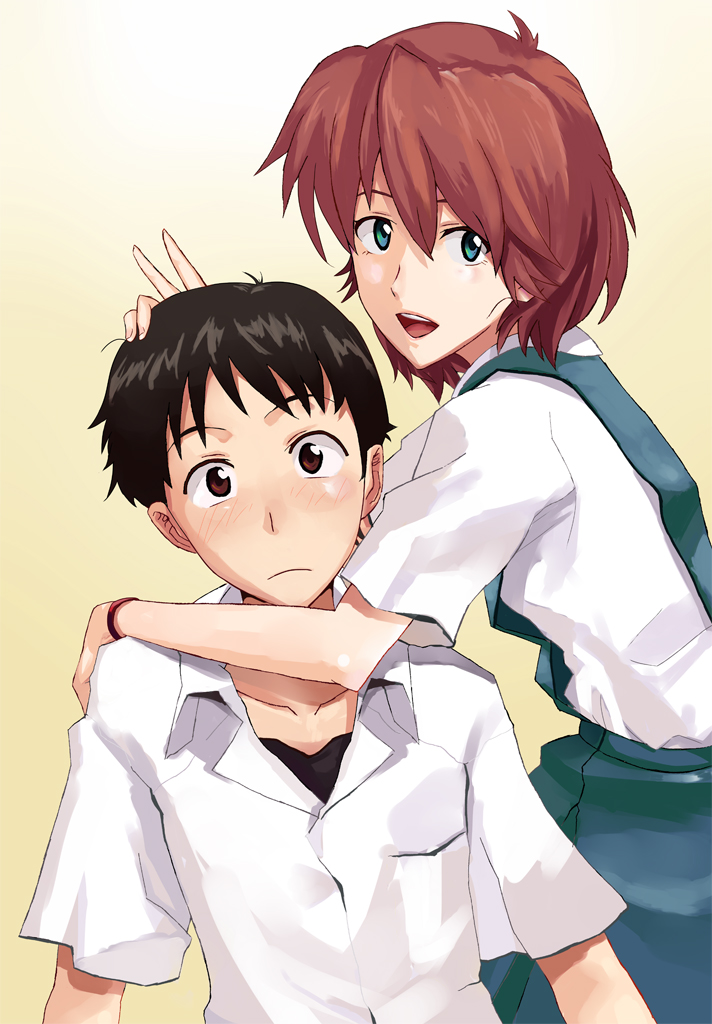 ikari shinji and kirishima mana (neon genesis evangelion and 1 more) drawn by ogros