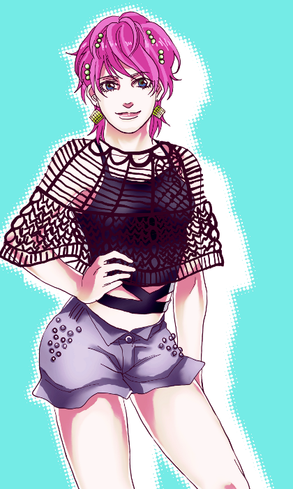 trish una (jojo no kimyou na bouken and 1 more) drawn by pppuni