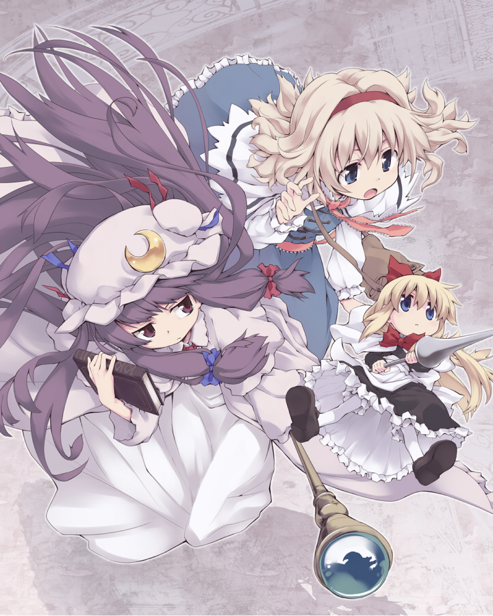 alice margatroid, patchouli knowledge, and shanghai doll (touhou) drawn by nekoguruma