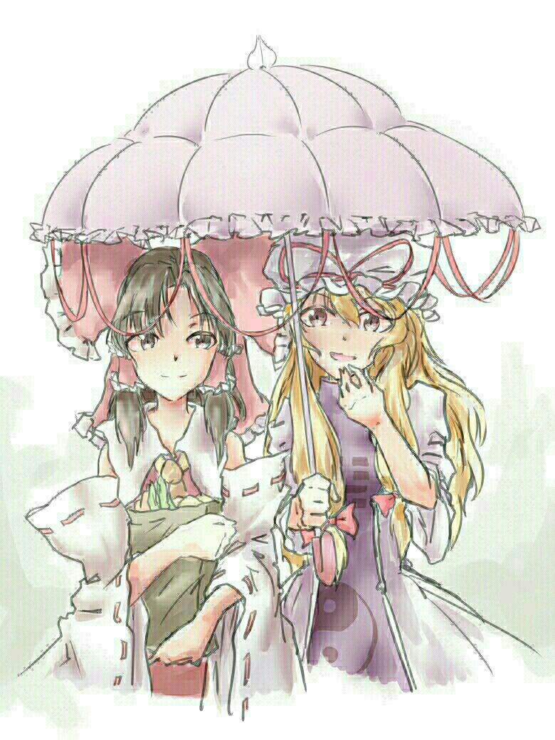 hakurei reimu and yakumo yukari (touhou) drawn by mmmarisa