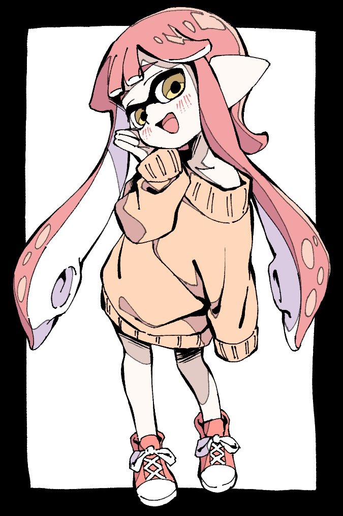 inkling player character and inkling girl (splatoon) drawn by maopassions