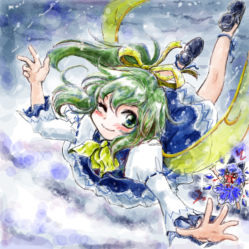 cirno and daiyousei (touhou) drawn by nanashii_(soregasisan)
