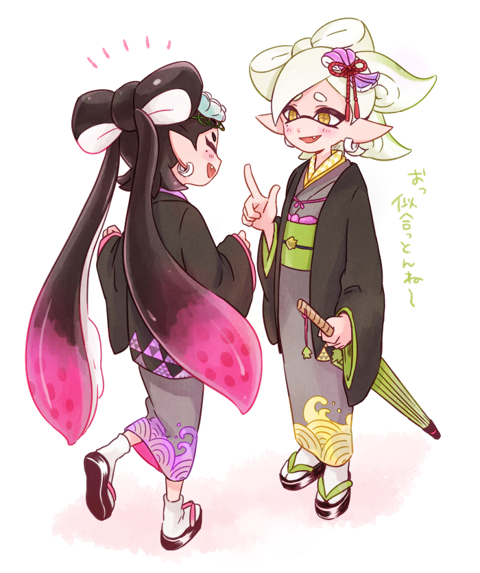 callie and marie (splatoon and 1 more) drawn by kuru